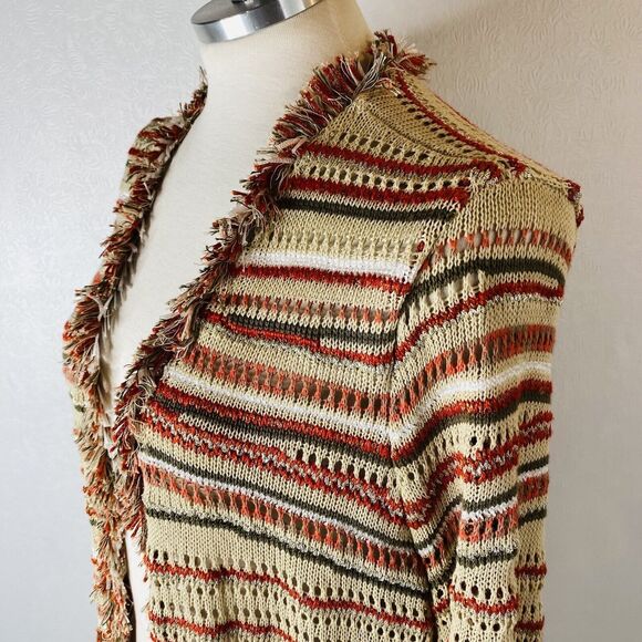 Chico's Sz 1 M Petite Crochet Knit Cardigan - Picture 9 of 15